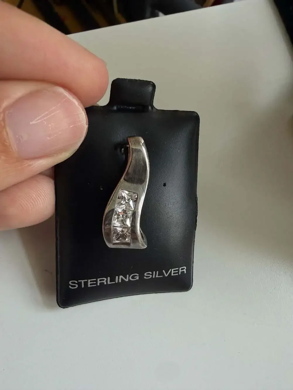 Sterling Silver 925 Cubic Zirconia Wave Slide Pendant